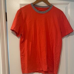 7 for all mankind Men's orange T-Shirt with Striped Collar small